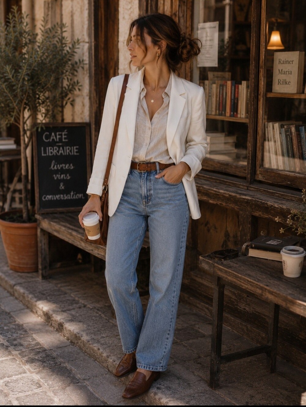 White Tailored Blazer Lightweight Jacket Classic Work Office Layer